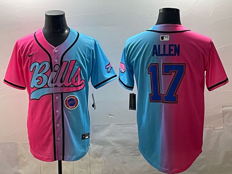 Men Buffalo Bills #17 Allen Blue pink Nike Limited 2025 NFL Jersey style 008